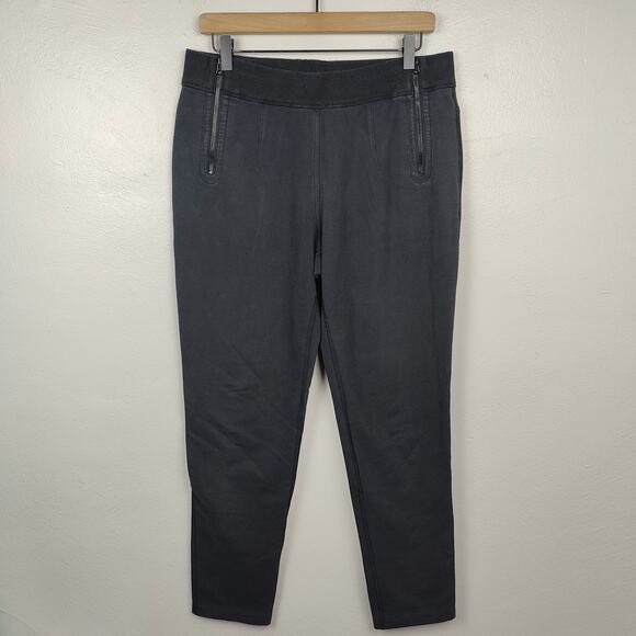 Lululemon Sweatpants Womens 10 Black Tapered Side Zip Waist Lounge Cotton - Picture 1 of 8